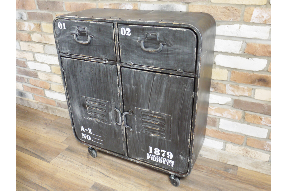 Distressed black clearance metal cabinet