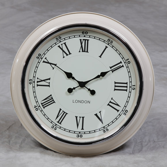 Large 'London' Wall Clock - Cream With White Face 50 cm (19.75