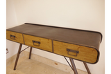 Industrial Style Metal Desk With Three Rustic Wooden Drawers 74 x 125 x 40 cm