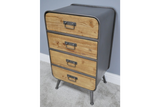 Industrial Style Metal & Wood Cabinet Chest of 4 Drawers H 55 x W 48 x D 38 cm