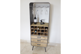 Industrial Style Metal & Wood Bar Unit Drinks Cabinet 159 x 56 x 38 cm