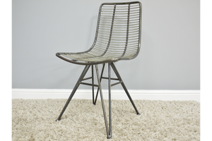 Pair of Metal Wire Style Chairs Gunmetal Grey Industrial Style 86 x 39 x 51 cm
