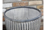 Set of Two Galvanised Ribbed Round Dolly Planters - Due March