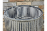 Large Galvanised Ribbed Round Dolly Tub Planter