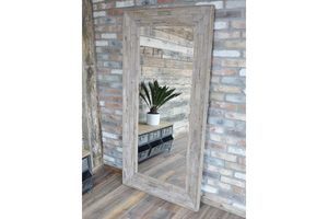 Large Wood Block Frame Wall Mirror 183 x 91 cm x 6 cm Deep