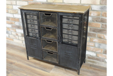 Industrial Style Distressed Black Metal and Wood Cabinet 88 x 93 x 34 cm