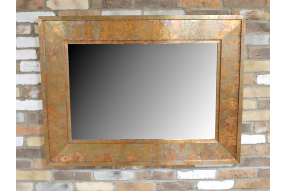 Mottled Copper Finish Metal Frame Wall Mirror 91 x 122 cm x 4 cm Deep