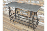 Industrial Console Table Galvanised Metal Top With Basket Storage 120 cm Wide