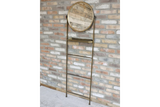 Antiqued Gold Metal Frame Ladder Mirror With Shelf 176 cm Tall