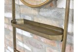 Antiqued Gold Metal Frame Ladder Mirror With Shelf 176 cm Tall