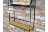 Industrial Style Metal Frame Wall Mounted Mirror With Wood Shelf 154 cm x 54 cm