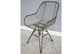 Pair of Gunmetal Grey Industrial Style Metal Wire Bucket Style Arm Chairs