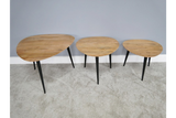 Set of Three Retro Scandi Style Wood Top Metal Tripod Coffee Side Nest Tables