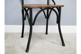 Set of Two French Style Bistro Sheesham Wood & Black Metal Dining Chairs