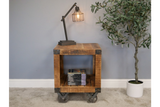 Pair of Industrial Style Mango Wood and Metal Bedside Cabinets 60 x 50 x 50 cm