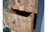 Iron & Mango Wood Wood Tallboy Honeycomb Chest of Drawers 126 x 48 x 38 cm