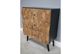 Iron & Mango Wood Wood Honeycomb Chest of Three Drawers 85 x 70 x 39 cm