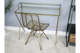 Gold Metal & Glass Two Tier Desk 95 cm Wide
