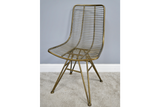 2 x Metal Wire Style Chairs Old Gold Industrial Style - Due October
