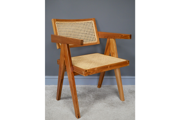 Wood & Rattan Retro Vintage Style Armchair 80 x 56 x 52 cm