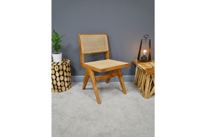 Wood & Rattan Retro Vintage Style Chair 81 x 46 x 52 cm - Due this month