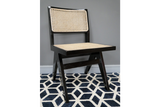 Black Wood & Rattan Retro Vintage Style Chair 81 x 46 x 52 cm - Due this month