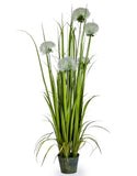 Artificial Plant Grass in Galvanised Pot Faux Botanical 155 cm Tall