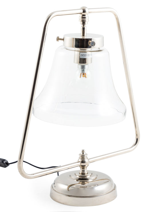 Nickel Desk Table Lamp With Glass Shade 47 cm High