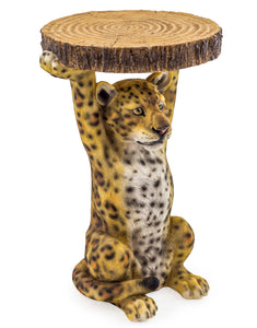 Side / Bedside Table Leopard Holding A Trunk Slice 52 cm High
