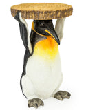 Side / Bedside Table Penguin Holding A Trunk Slice 52 cm High