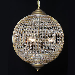 Large Brushed Gold Globe Orb Glass Crystal Chandelier 50 cm Diameter - Due Early November