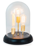 Glass Dome on Black Base 3 Light Bulb Table Lamp 40 cm High x 30 cm Diameter