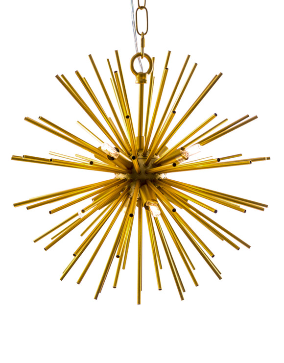Gold / Brass Starburst Spike Ceiling Pendant Chandelier 30 cm Diameter
