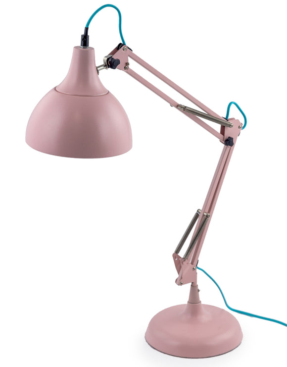 Stylish Pink Angle Desk Table Lamp with Blue Fabric Flex - 75 cm High - NEW