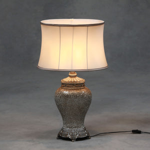 Large Champagne Crushed Glass Table Lamp with Silk Shade 76 cm High