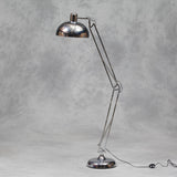 Large Stylish Chrome Desk Style Floor Lamp With Black Fabric Flex 190 cm High