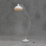 Large Stylish White Desk Style Floor Lamp with Red Fabric Flex - 190 cm High