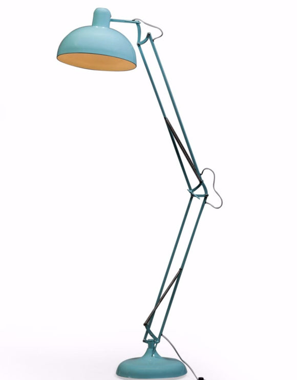 Large Stylish Sky Blue Desk Style Floor Lamp With Grey Fabric Flex 190 cm High - Due early July