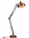 Large Brushed Vintage Copper Desk Style Floor Lamp Black Fabric Flex 190 cm High