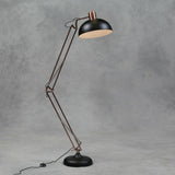 Large Brushed Vintage Copper & Matt Black Desk Style Floor Lamp With Black Fabric Flex 190 cm High - Expected June