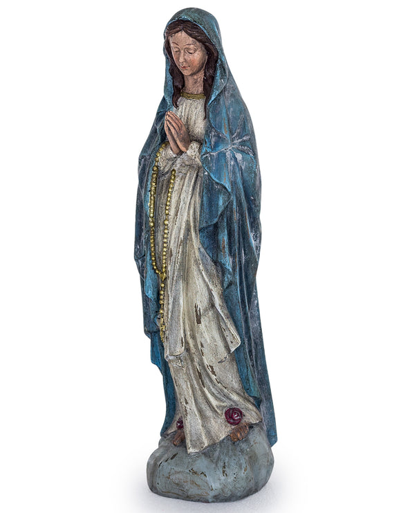 Antiqued Praying Maria Madonna Virgin Mary Figure 49 cm High