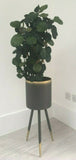 Black and Gold Round Iron Plant Pot Stand on Three Legs 69 cm High
