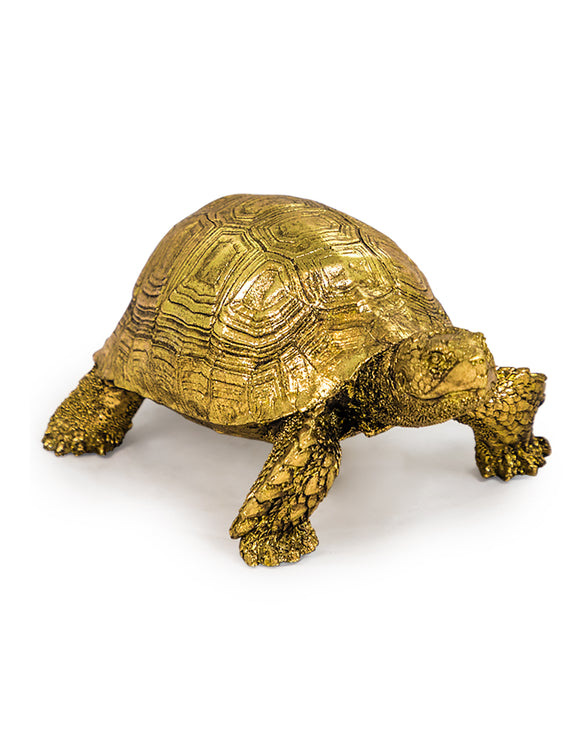 Gold Effect Tortoise Figure Statue 8 cm High x 12 cm Wide x 19 cm Long - Due late March