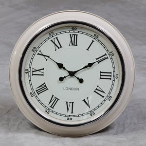 Large 'London' Wall Clock - Cream With White Face 50 cm (19.75") Diameter - NEW