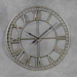 Extra Large Antiqued Silver Metal Round Skeleton Wall Clock 120 cm Diameter NEW
