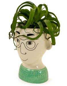 Ceramic Doodle Glasses Man Plant Pot / Vase