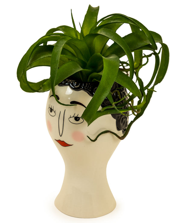 Ceramic Doodle Woman Face Plant Pot / Vase