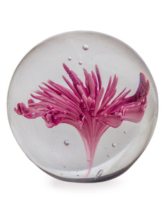 Hand Blown Purple Flower Glass Paperweight with Gift Box 9 cm High x 10 cm Diameter