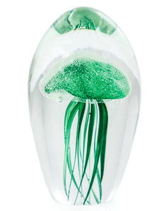 Hand Blown Green Jellyfish Glass Paperweight with Gift Box 13.5 cm High New