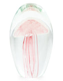 Hand Blown Rose Pink Jellyfish Glass Paperweight with Gift Box 13.5 cm High New